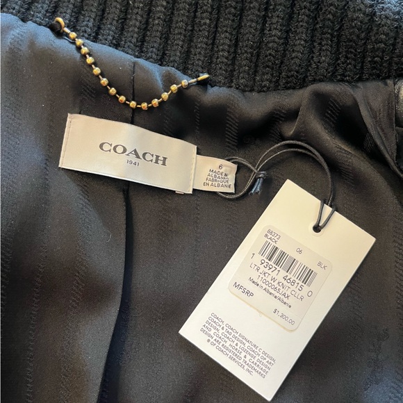 Coach Leather Moto Jacket with Knit Collar - Picture 9 of 16